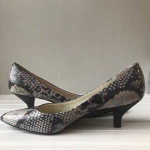 Franco Sarto Grey Snake Print Pumps